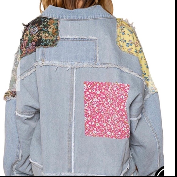 POL / Denim Boho Patchwork Denim Jacket With Stitching Detail New BOUTIQ… - Picture 7 of 12